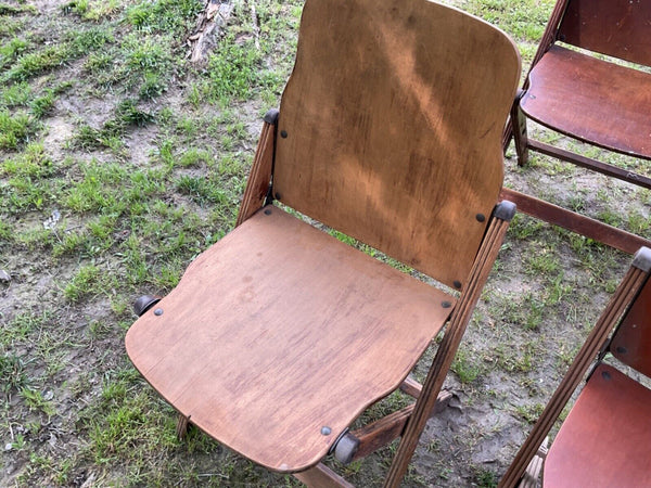 Vtg Mid Century 1940s US Norco American Seating Company Wooden Folding Chairs