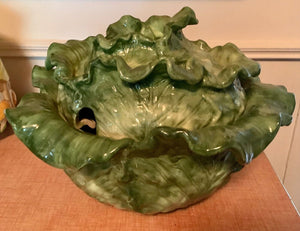 Vtg Mold Green Lettuce/Cabbage patch Shaped Covered  Tureen Bowl no ladle