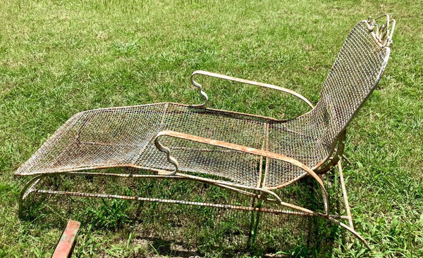 Vintage Wrought Iron Chaise Lounge Chair