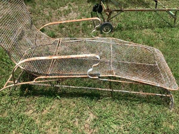 Vintage Wrought Iron Chaise Lounge Chair