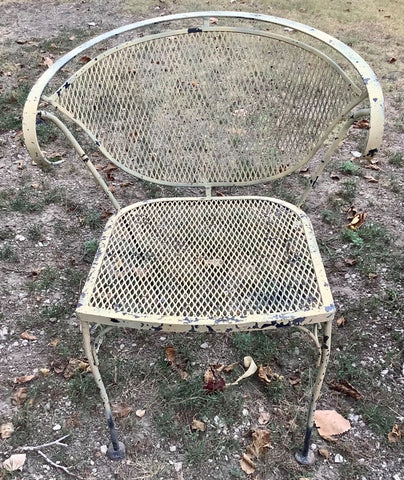 Vintage Wrought Iron Outside Lawn Patio garden clam Chair Woodard