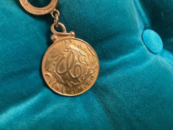 Vtg  Classiques Entier Gold Tone toggle Necklace choker  With Medallion Pendant