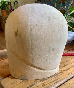 Vtg Wood Hat Block Antique Milliner's Head Stand Hat Wig Display