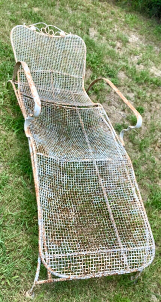 Vintage Wrought Iron Chaise Lounge Chair