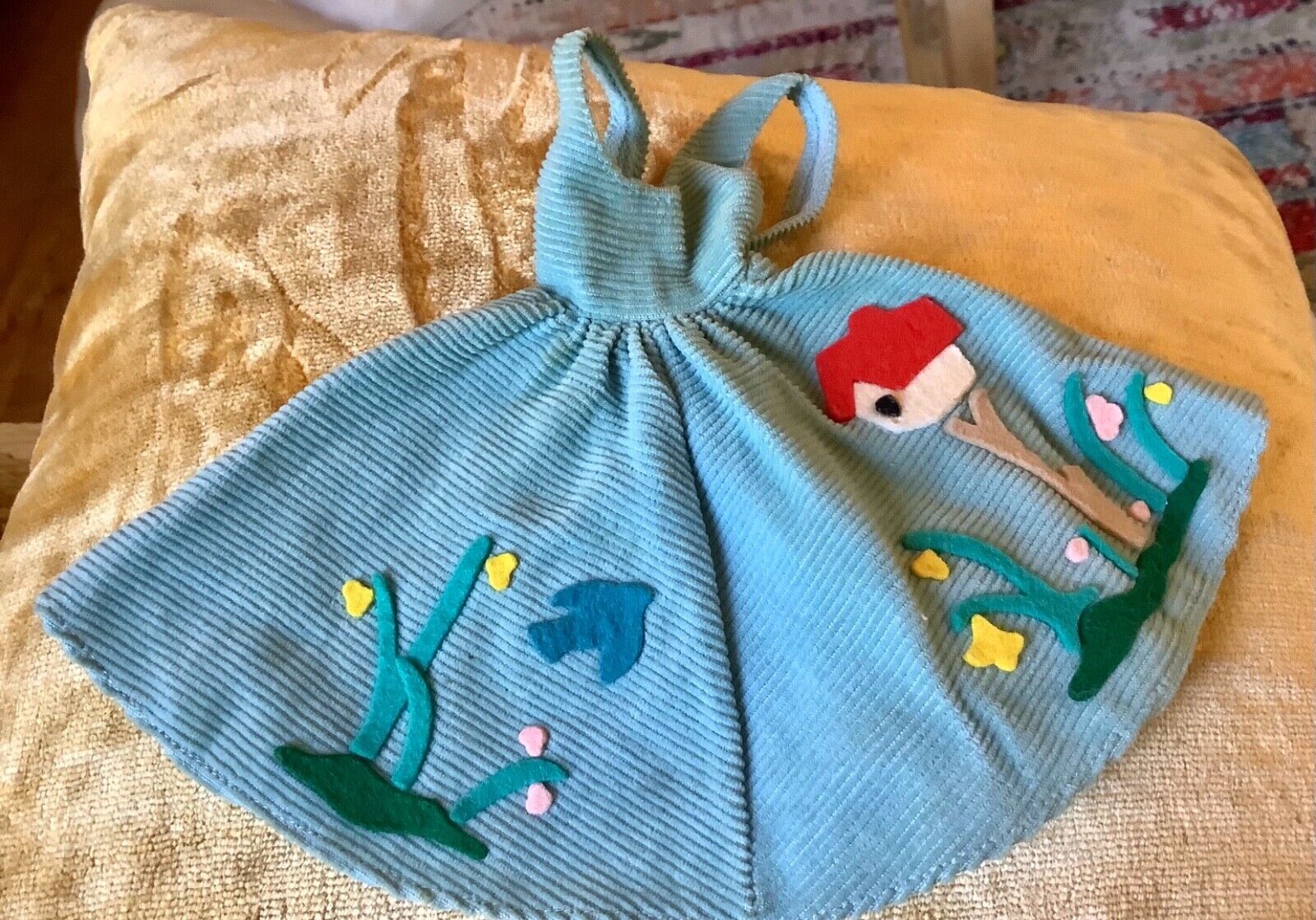 Vintage 60's Barbie Blue Corduroy Jumper Dress-7096