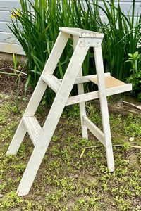Vintage 3 Step Wooden Ladder farmhouse cottage With Paint Step 45" Tall