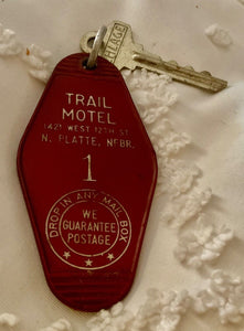 Vtg Trail Motel Hotel Room Key Fob & Key N. Platte Nebraska mcm