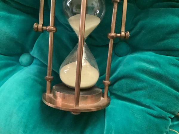 Vintage Brass Hanging Hourglass sand timer  with Hanger Nautical Sailing Ship