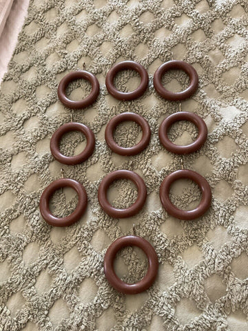 Vtg MCM Wooden Curtain Rod Drape Round Rings W/ Eye Hooks Lot of 10