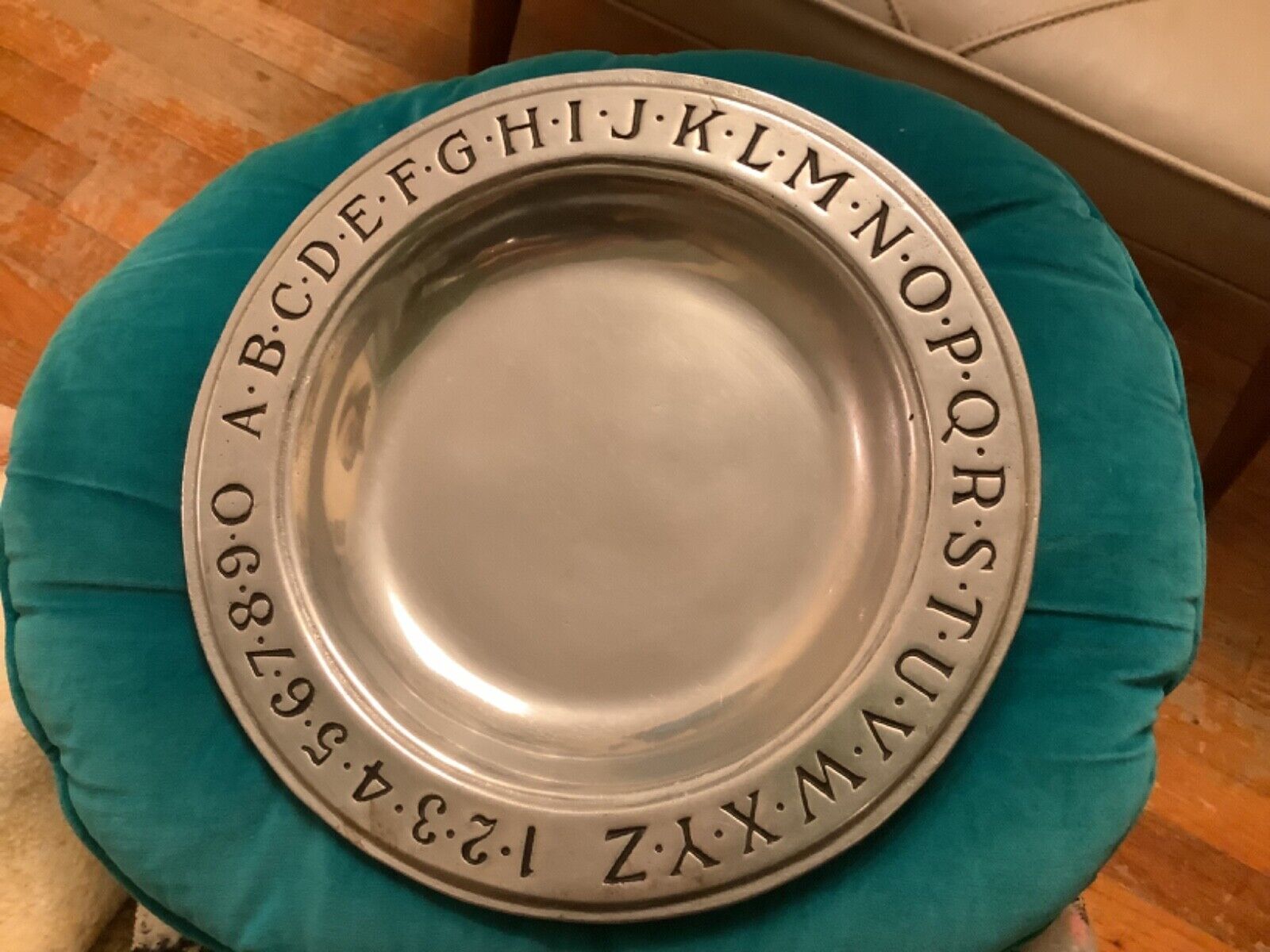 Vintage Wilton Armetale Pewter Childs 9" Plate/Bowl ABC Alphabet 123 Numbers