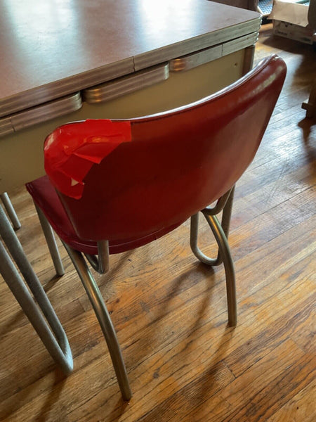 Vtg  pink Chrome Formica Dining kitchen Table Mid Century Modern leaves chairs