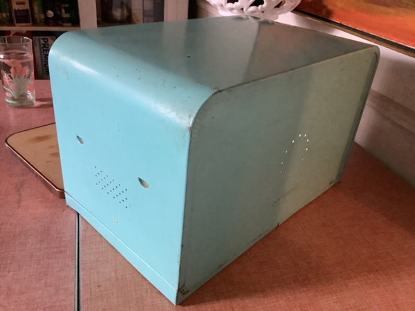 Vintage Metal Kitchen Bread Box Door  Beauty Box Blue copper