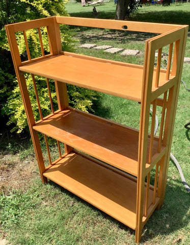 Vtg  Wooden 3-Tier Folding Bookcase Book Shelf Plantstand plant stand Romania