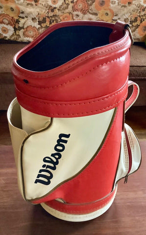 Wilson Golf Bag Den Caddy Red & White Mini Trash Can Golf Ball Holder USA