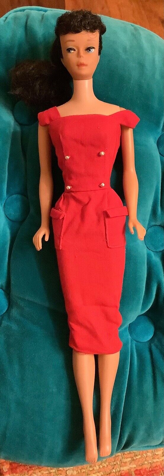 Vintage Barbie Brunette Ponytail  #8 Japan red dress
