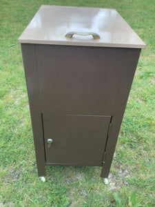 Vintage Mid Century modern mcm Rolling filing cabinet storage  key mcm flip top