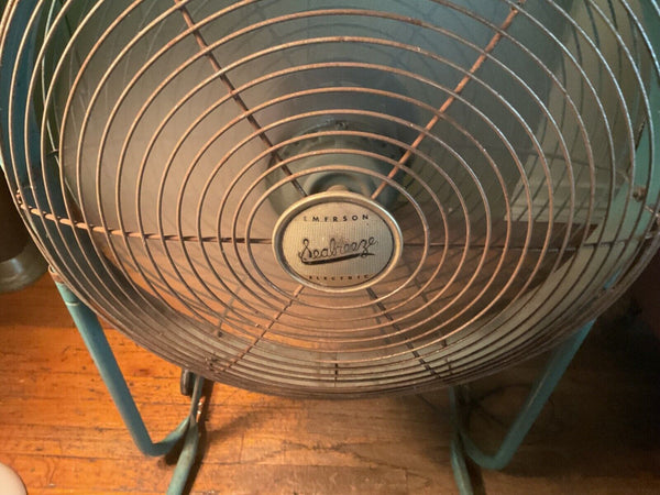 1950s Mid-Century Emerson Electric Seabreeze Roll-About Adjustable 2-Speed Fan