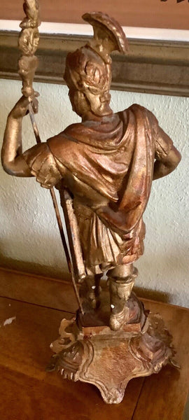 Antique Vtg Statue Roman Soldier Figure statue cast metal