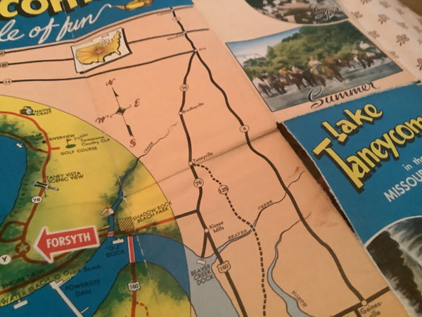 Large multi-fold Brochure and MAP Missouri Ozarks Lake Taneycomo