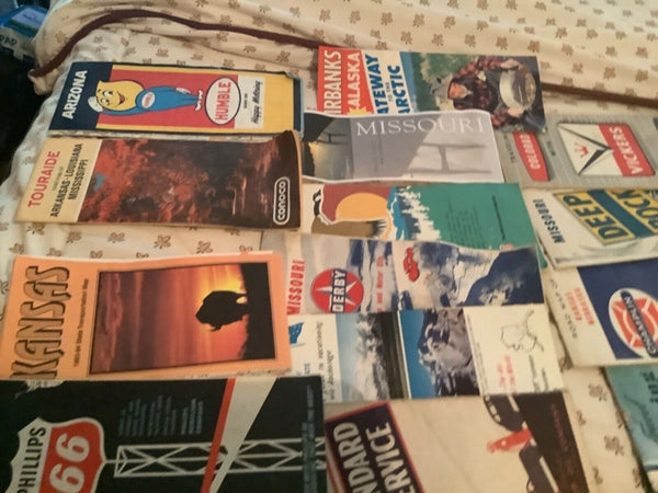 Vtg Road Maps From States USA Lot 82 Shell Phillips 66 gulf some 1950’s 1960’s