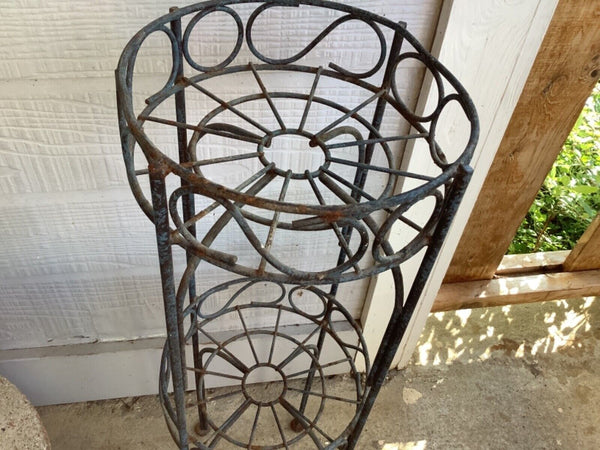 Vtg  Wrought Iron 2 Plant Stand Plantstand tier tiered pot holder planter