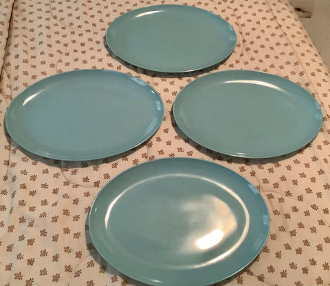 VINTAGE  Melmac Melamine OVAL Serving Platters (4) Blue/Turquoise