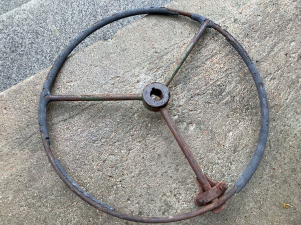 Vtg steering wheel automobile car truck tractor iron  antique steampunk