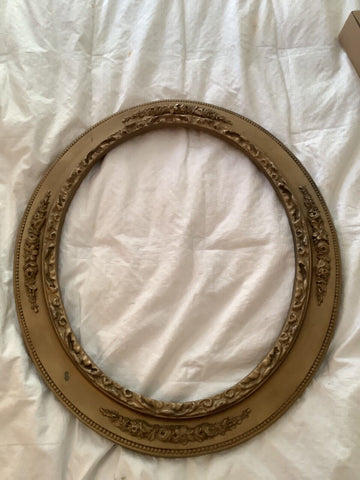 Vtg Wood wooden Gold Oval Picture Frame Ornate Carved