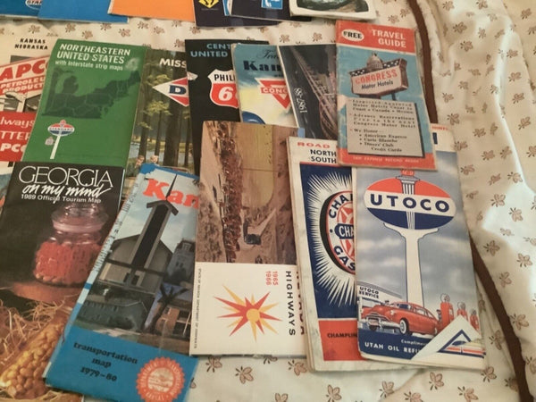 Vtg Road Maps From States USA Lot 82 Shell Phillips 66 gulf some 1950’s 1960’s