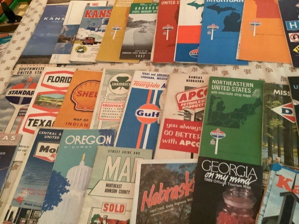 Vtg Road Maps From States USA Lot 82 Shell Phillips 66 gulf some 1950’s 1960’s