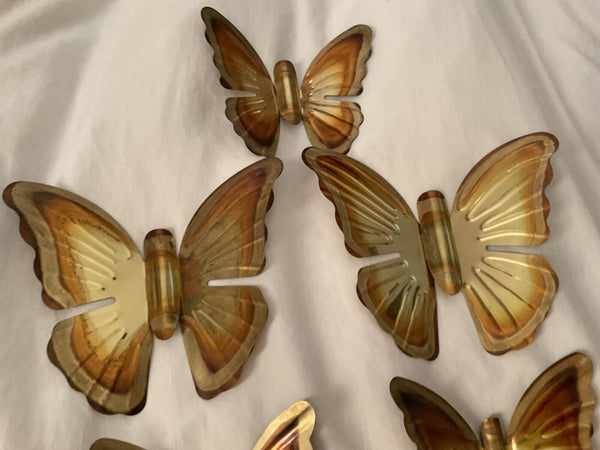 Vintage Set of 6 Brass Butterflies Home Interiors Metal Wall Art Decor  HOMCO