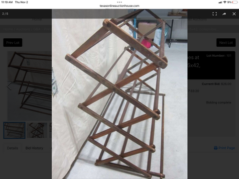 RARE Antique vtg Wooden  wood Expandable Drying clothes Rack folding
