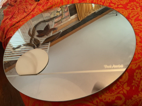 DAVID MARSHALL Designer Wall Mirror vase Floral signed vintage Hollywood glam