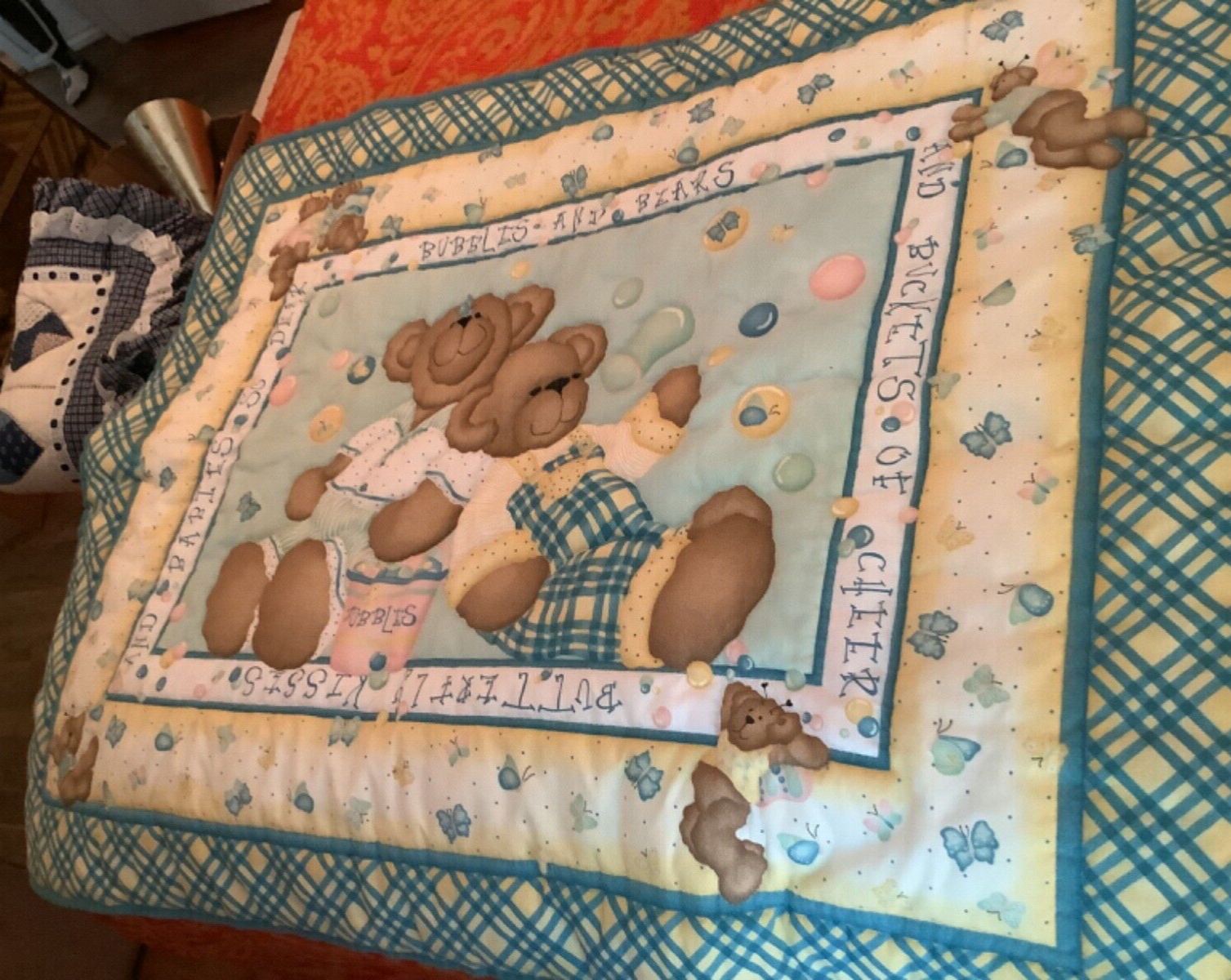 Daisy Kingdom Butterfly Bears Baby Quilt blanket