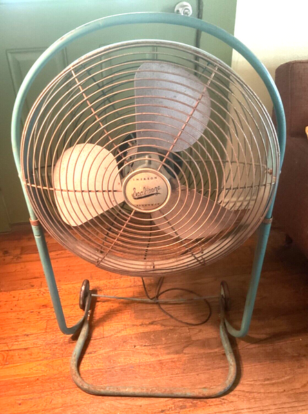 1950s Mid-Century Emerson Electric Seabreeze Roll-About Adjustable 2-Speed Fan