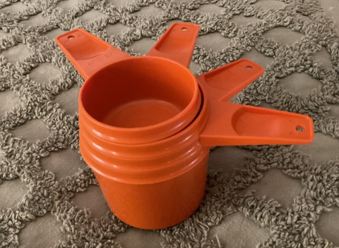 Set Of 4 Vintage Tupperware Orange Measuring Cups retro mcm