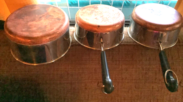 Vtg lot 3 Revere Ware Vintage 1  1/2  1 Qt Sauce Pan pot  Copper Bottom