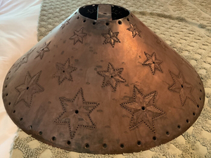 Vtg Western Tin copper Punched Lamp Shade star shape