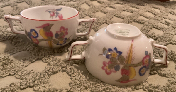 2 China Tea Cup & Rosenthal Germany Made Ritz Hotels Aida Florals birds