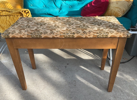 Vintage  organ 1970's upholstered top piano Stool bench seat with storage