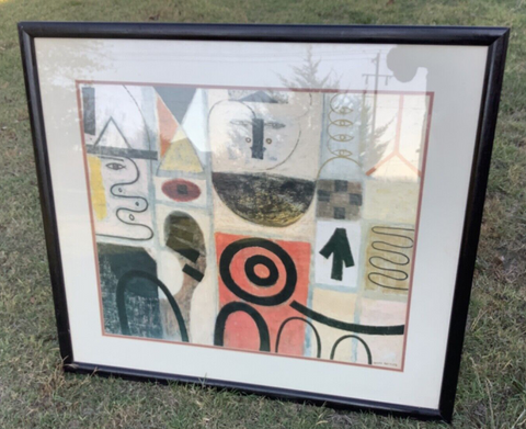 Mid Century  modern Abstract Art ( The Seer) By Adolph Gottlieb framed vintage