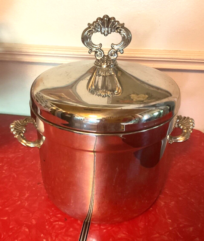 Vintage F B Rogers  Ice Bucket Silver Plated Milkglass Lined