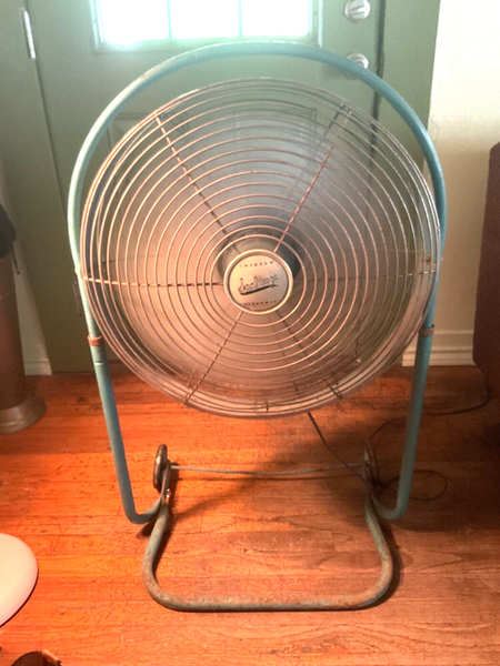 1950s Mid-Century Emerson Electric Seabreeze Roll-About Adjustable 2-Speed Fan