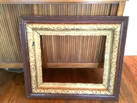 VINTAGE antique Wooden wood gold gesso gilt leaf Large Picture painting  Frame 2