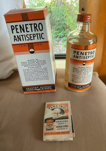 Penetro Antiseptic vintage glass medicine bottle with box 6 ounces