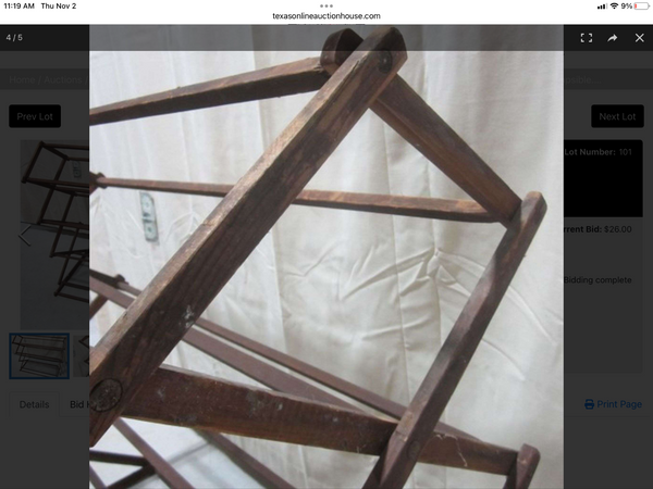 RARE Antique vtg Wooden  wood Expandable Drying clothes Rack folding