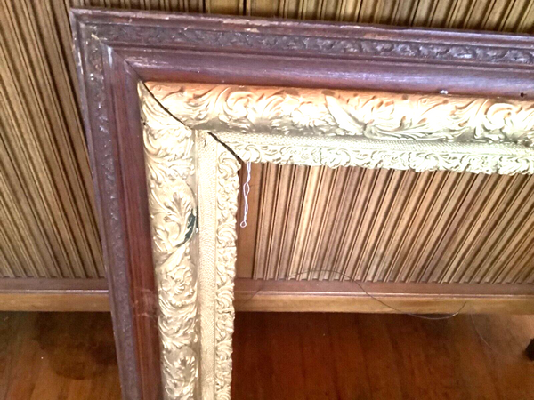 VINTAGE antique Wooden wood gold gesso gilt leaf Large Picture painting  Frame 2