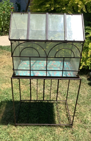 Green House garden iron  Terrarium Vintage plant Display Case with stand