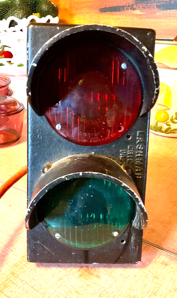 Vtg Railroad Crossing Switch traffic signal flashing Lenses Light Train Sign