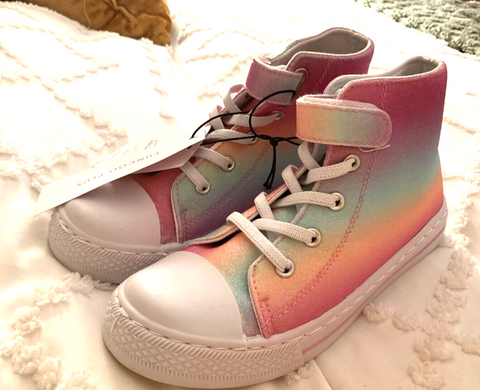 Funcoo girls Kids Child’s rainbow Shoes Size 1 High Tops
